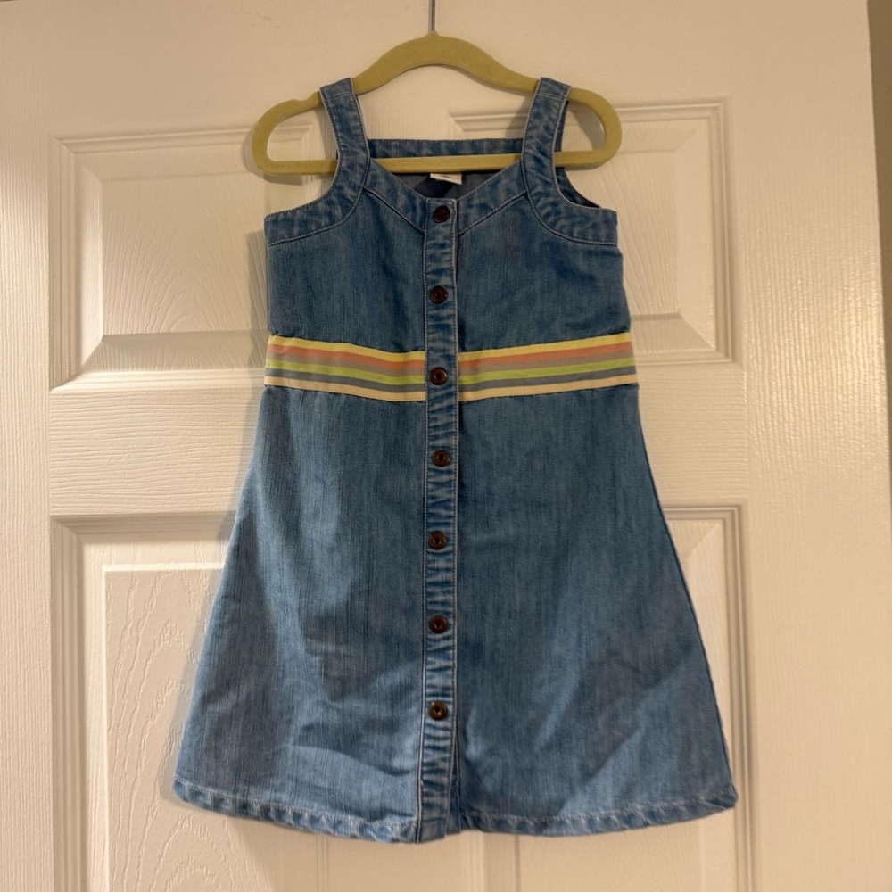Y2K Girls 4T - Old Navy Blue Denim Sundress w/ Rainbow Belt